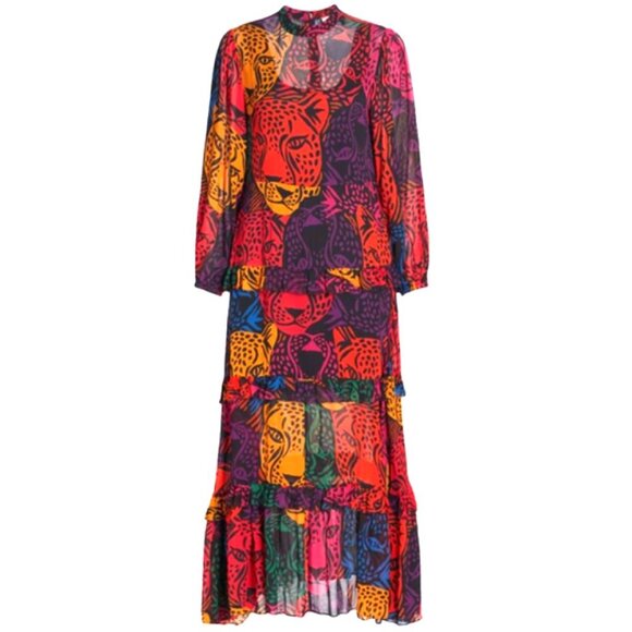 Farm Rio Women's Orange Midnight Leopards Maxi Dress - Picture 3 of 11